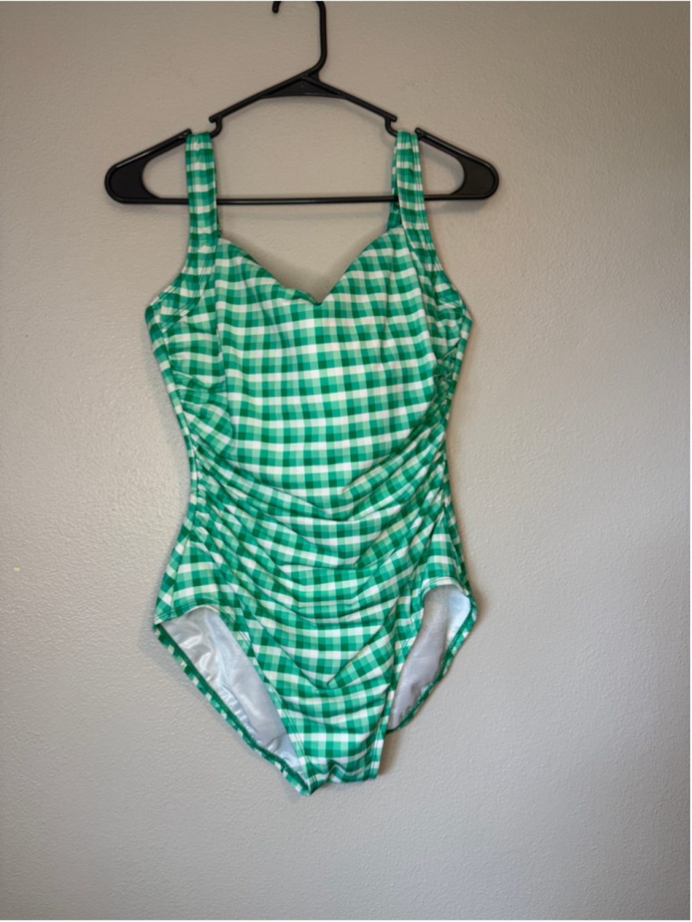 Miraclesuit x Talbots Green Gingham Firm Control One Piece Swimsuit 10